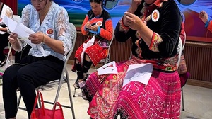 Thi thêu hoa văn trên vải