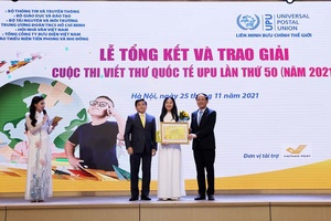 Việt Nam giành giải ba Cuộc thi viết thư quốc tế UPU lần thứ 50