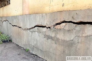 Cần sớm khắc phục hiện tượng sụt lún, nứt nhà lớp học của Trường Tiểu học và THCS Tô Hiệu