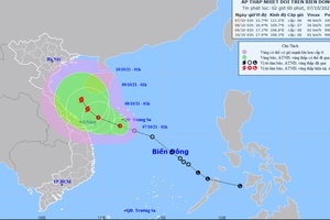 Áp thấp nhiệt đới giật cấp 8 hướng vào Quảng Trị đến Quảng Ngãi