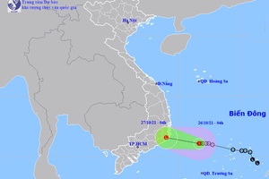 Áp thấp nhiệt đới giật cấp 9 hướng vào Khánh Hòa đến Bình Thuận