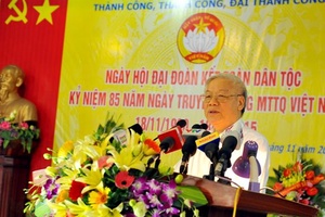 Tổng Bí thư Nguyễn Phú Trọng dự Ngày hội đại đoàn kết tại huyện Đan Phượng (Hà Nội) 