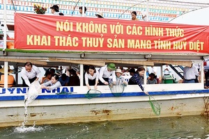 Lễ thả cá giống tái tạo nguồn lợi thủy sản