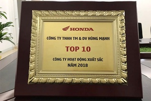 TOP 10 công ty hoạt động xuất sắc nhất năm 2018 của Honda Việt Nam 