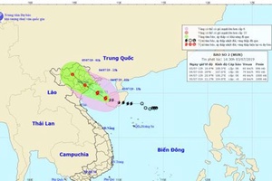 Bão số 2 sẽ đổ bộ vào đất liền các tỉnh từ Quảng Ninh đến Ninh Bình, với sức gió giật cấp 10