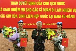 Thêm 2 sĩ quan đi làm nhiệm vụ gìn giữ hòa bình tại Phái bộ Nam Sudan