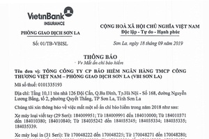 THÔNG BÁO về việc Mất ấn chỉ bảo hiểm năm 2018