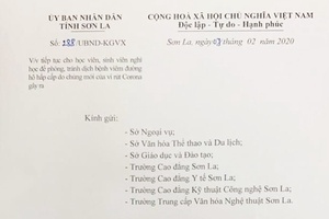 Thông báo về việc cho phép học sinh nghỉ học đến hết ngày 16/02/2020