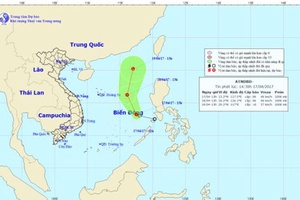 Xuất hiện áp thấp nhiệt đới trên Biển Đông