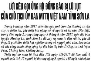 Lời kêu gọi ủng hộ đồng bào bị lũ lụt của Chủ tịch Ủy ban MTTQ Việt Nam tỉnh Sơn La