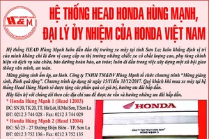 HỆ THỐNG HEAD HONDA HÙNG MẠNH, ĐẠI LÝ ỦY NHIỆM CỦA HONDA VIỆT NAM
