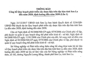 Thông báo công bố Quy hoạch phát triển cây dược liệu trên địa bàn tỉnh Sơn La