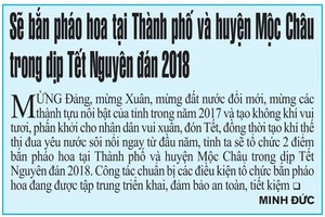 Sẽ bắn pháo hoa tại Thành phố và huyện Mộc Châu trong dịp Tết Nguyên đán 2018