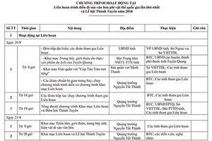 Các hoạt động chính tại Liên hoan trình diễn Di sản văn hóa phi vật thể quốc gia lần thứ nhất và Lễ hội Thành Tuyên năm 2018 