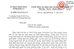 Quyết định của UBND tỉnh về thực hiện Chỉ thị số 19/CT-TTg ngày 24/4/2019 của Thủ tướng chính phủ về việc tiếp tục thực hiện các biện pháp phòng, chống dịch COVID-19 trong tình hình mới