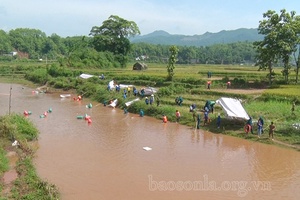 Diễn tập ứng phó bão lũ, tìm kiếm cứu nạn năm 2020 tại xã Viêng Lán đạt loại giỏi