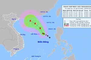 Trong 24 giờ tới, áp thấp nhiệt đới khả năng mạnh thành bão