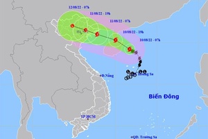 Bão số 2 giật cấp 11 di chuyển theo hướng Tây Tây Bắc