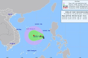 Trong 24 giờ tới, vùng áp thấp mạnh thành áp thấp nhiệt đới