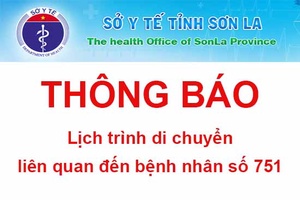 Lịch trình di chuyển liên quan đến bệnh nhân số 751