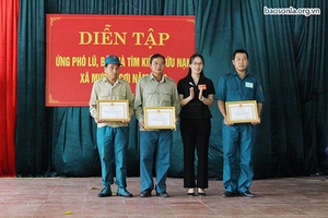Phù Yên: Diễn tập ứng phó lũ, bão và tìm kiếm cứu nạn xã Mường Cơi năm 2020 đạt loại giỏi
