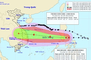 Bão Molave giật cấp 15 hướng vào các tỉnh miền trung