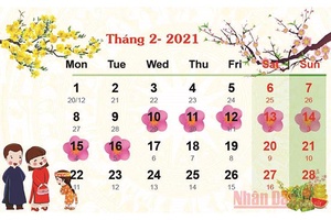 Lịch nghỉ Tết Nguyên đán chính thức của năm 2021