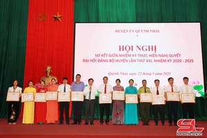 Sơ kết giữa nhiệm kỳ thực hiện Nghị quyết Đại hội Đảng bộ huyện Quỳnh Nhai lần thứ XXI, nhiệm kỳ 2020-2025