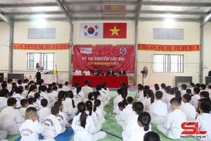 Hơn 200 võ sinh tham gia kỳ thi chuyển cấp đai môn Taekwondo