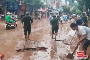 Gần 100 CBCS Bộ đội Biên phòng Sơn La tham gia khắc phục hậu quả thiên tai

