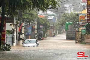 'Mưa lớn khiến nhiều nơi ở Mộc Châu bị ngập úng