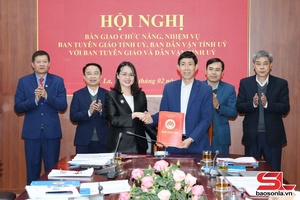 Ban Tuyên giáo và Dân vận Tỉnh ủy Sơn La nhận bàn giao chức năng, nhiệm vụ