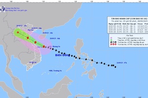 'Thời tiết hôm nay (28-9): Bão số 10 giật cấp 15, di chuyển rất nhanh vào đất liền