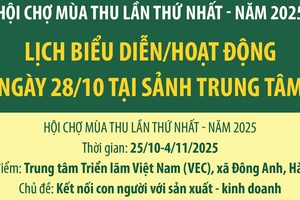 'Hội chợ Mùa thu lần thứ nhất - năm 2025: Lịch biểu diễn/hoạt động ngày 28/10 tại Sảnh Trung tâm