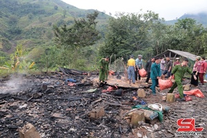 'Hỏa hoạn thiêu rụi một căn nhà ở xã Quỳnh Nhai