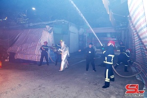 'Diễn tập phòng cháy, chữa cháy tại Chợ trung tâm, phường Tô Hiệu