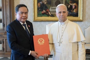 Chủ tịch Quốc hội Trần Thanh Mẫn hội kiến Giáo hoàng Tòa thánh Vatican Leo XIV