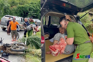 'Đồng chí Đại uý Công an xã Tân Yên kịp thời cứu giúp người bị tai nạn giao thông