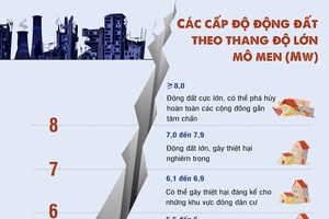 [Infographic] Các cấp độ động đất theo thang độ lớn mô men