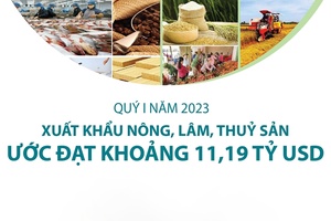 Quý I năm 2023: Xuất khẩu nông, lâm, thủy sản ước đạt 11,19 tỷ USD
