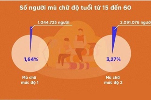 [Infographic] Huy động được hơn 32 nghìn người đi học xóa mù chữ
