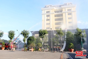 Hội thao nghiệp vụ PCCC, diễn tập phương án chữa cháy và CNCH tại trụ sở Công an Sơn La