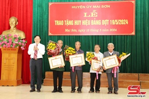Đồng chí Chủ tịch HĐND tỉnh trao tặng Huy hiệu Đảng cho đảng viên