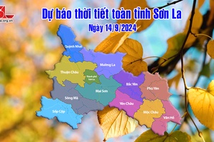 'Dự báo thời tiết toàn tỉnh Sơn La ngày 14/9/2024
