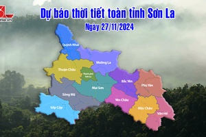 'Dự báo thời tiết toàn tỉnh Sơn La ngày 27/11/2024
