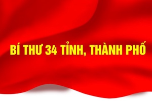 Bí thư 34 các tỉnh ủy, thành ủy trực thuộc Trung ương
