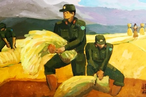 'Giúp dân gặt lúa