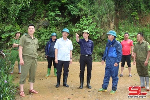 Provincial chairman inspects flooding situation in Chieng Den commune