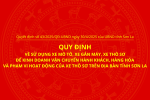 'Quyết định số 43/2025/QĐ-UBND ngày 30/4/2025 của UBND tỉnh Sơn La