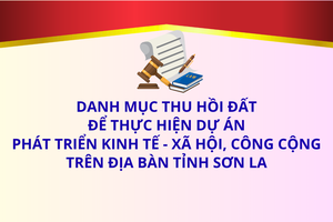 'Danh mục thu hồi đất để thực hiện dự án phát triển kinh tế - xã hội, công cộng trên địa bàn tỉnh Sơn La